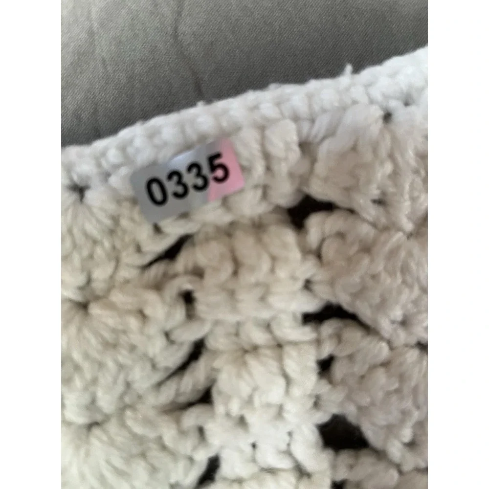 Vintage Rare Crochet Blanket‎ Square Cottagecore White 42x40 Grannycore